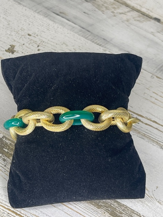 Judith Ripka Jewelry - Rare Judith Ripka Chrysoprase Cable Bracelet Gold Clad Statement